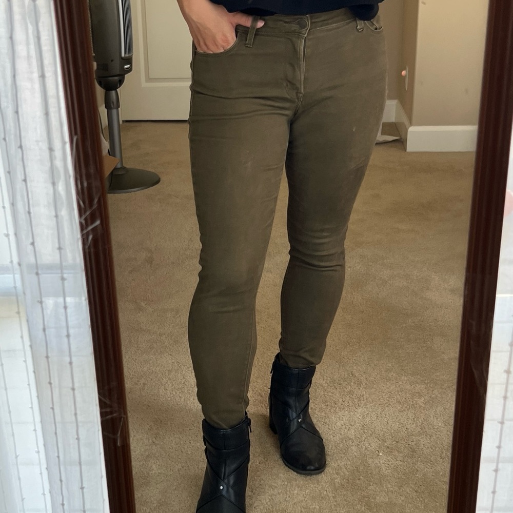 Old Navy olive green mid-rise rockstar skinny jeans